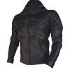 chaqueta hombre de cuero sintetico capota negro syk wear