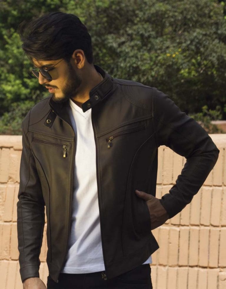 chaqueta hombre de cuero sintetico piloto cafe modelo perfil 2 syk wear