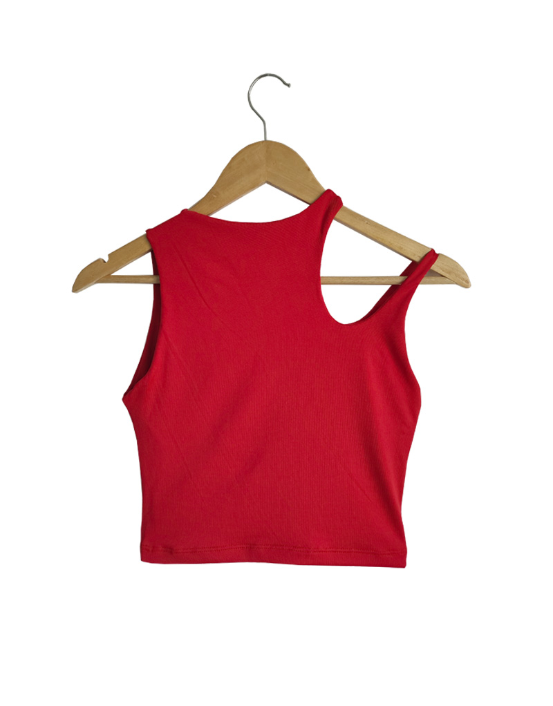 blusa sin manga crop top para mujer rojo