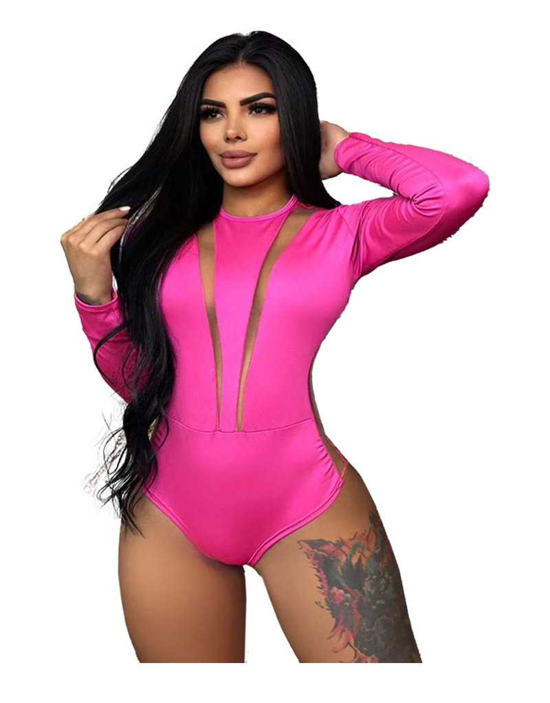 body para mujer rosado con malla marca syk wear