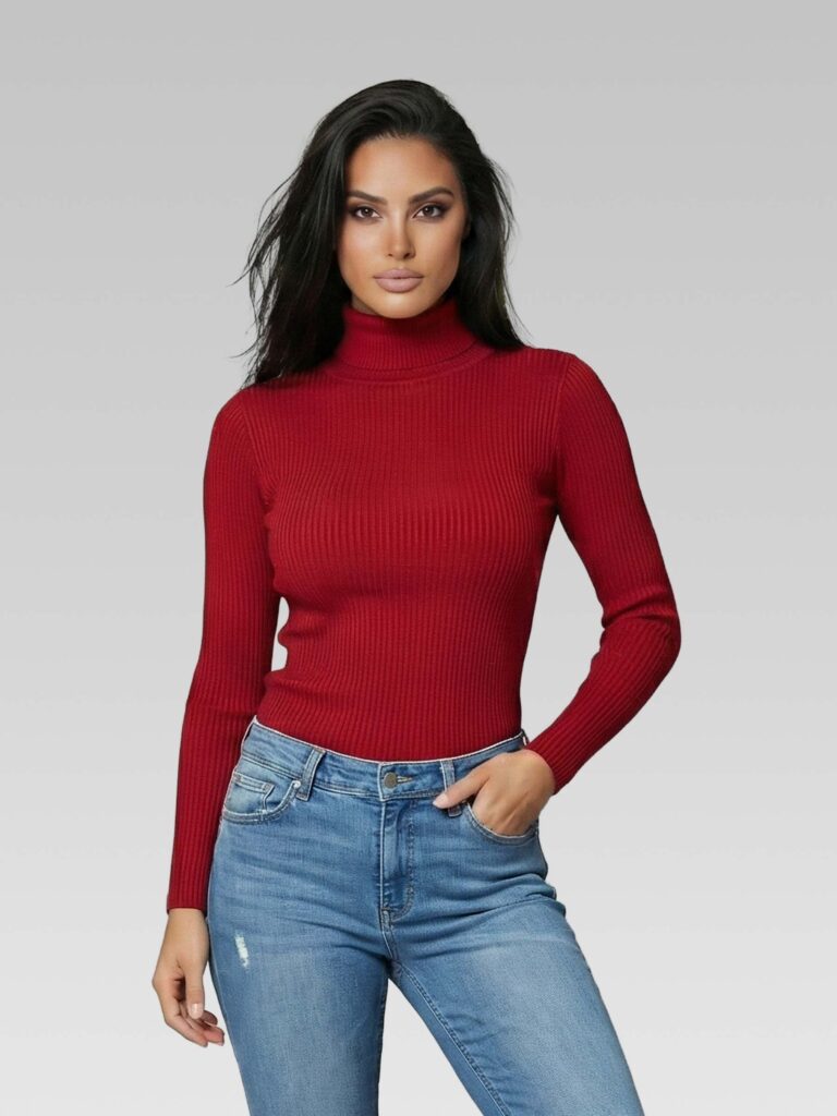 Buzo Saco Cuello Tortuga Vinotinto Para Mujer