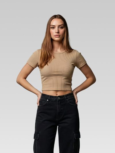 Blusa Basica Corta En Rib Unicolor