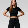 Blusa Basica Corta En Rib Unicolor