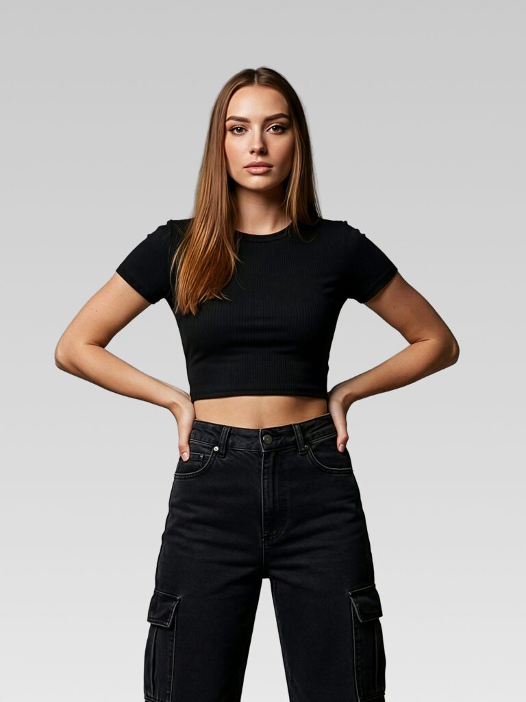 Blusa Basica Corta En Rib Unicolor
