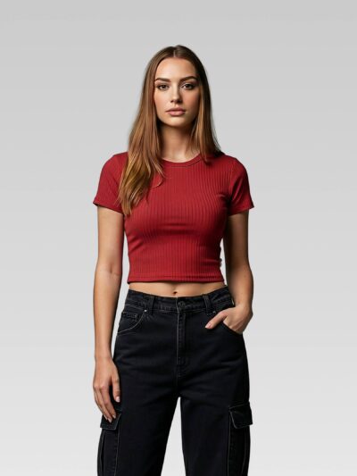 Blusa Basica Corta En Rib Unicolor