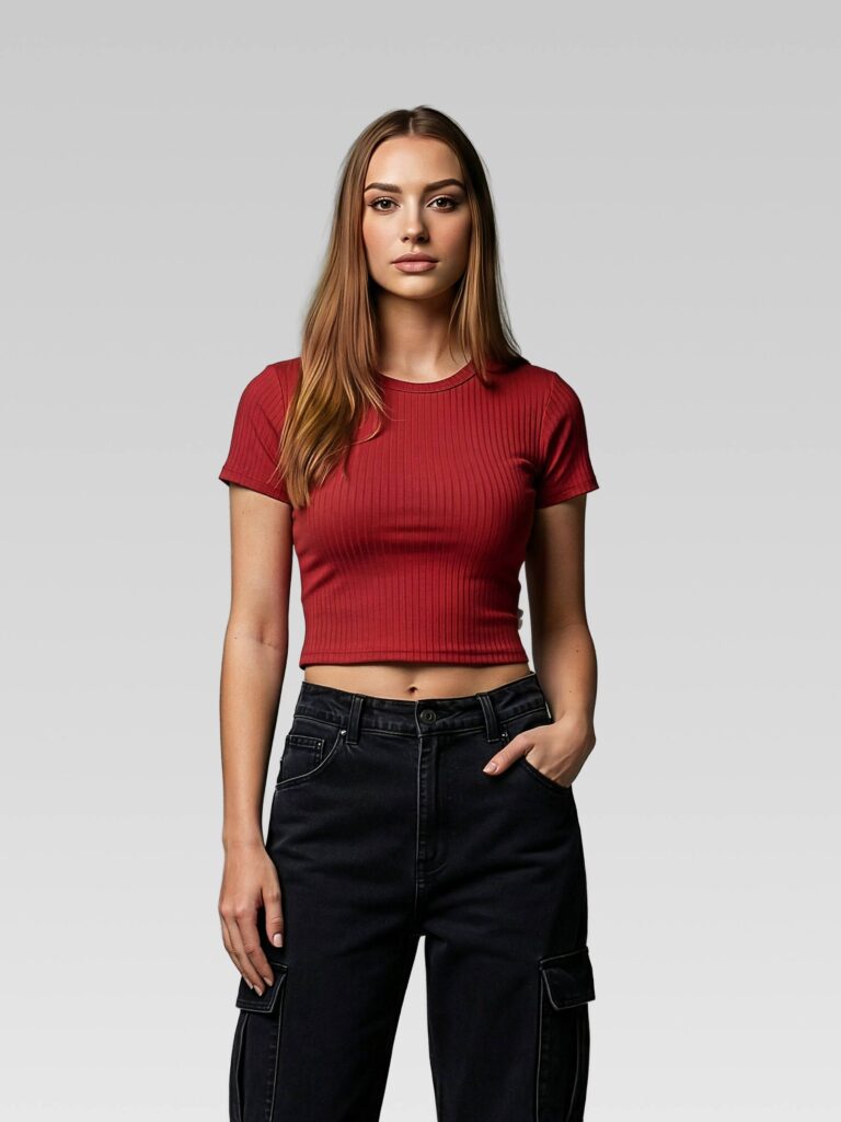 Blusa Basica Corta En Rib Unicolor
