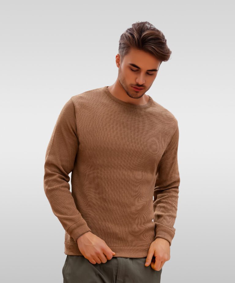 buzo polo cuello redondo mostaza