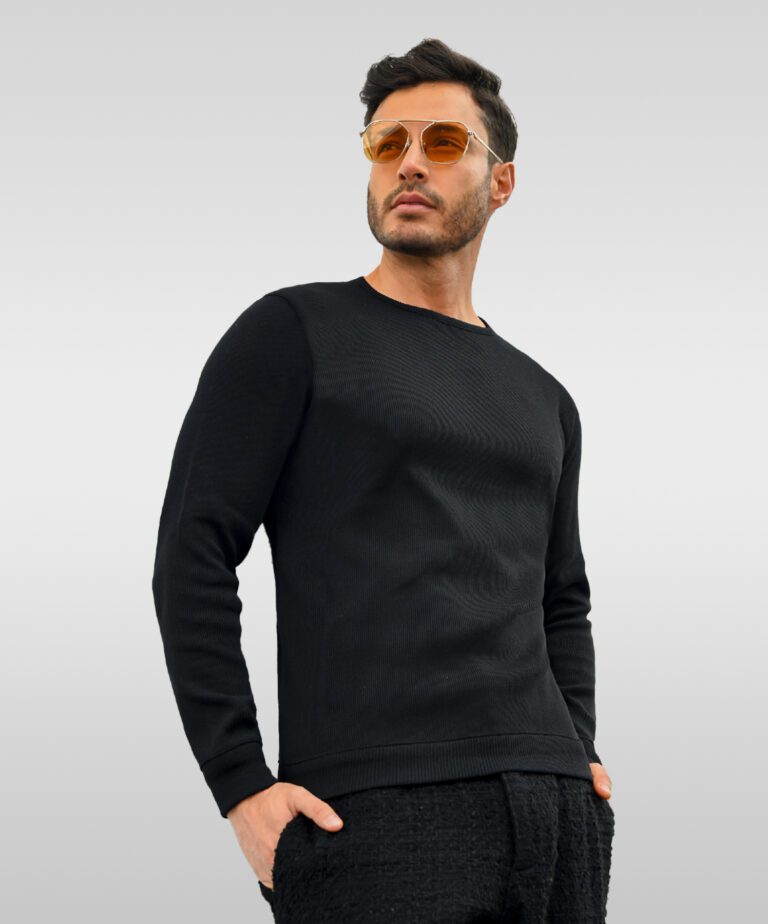 buzo polo cuello redondo negro