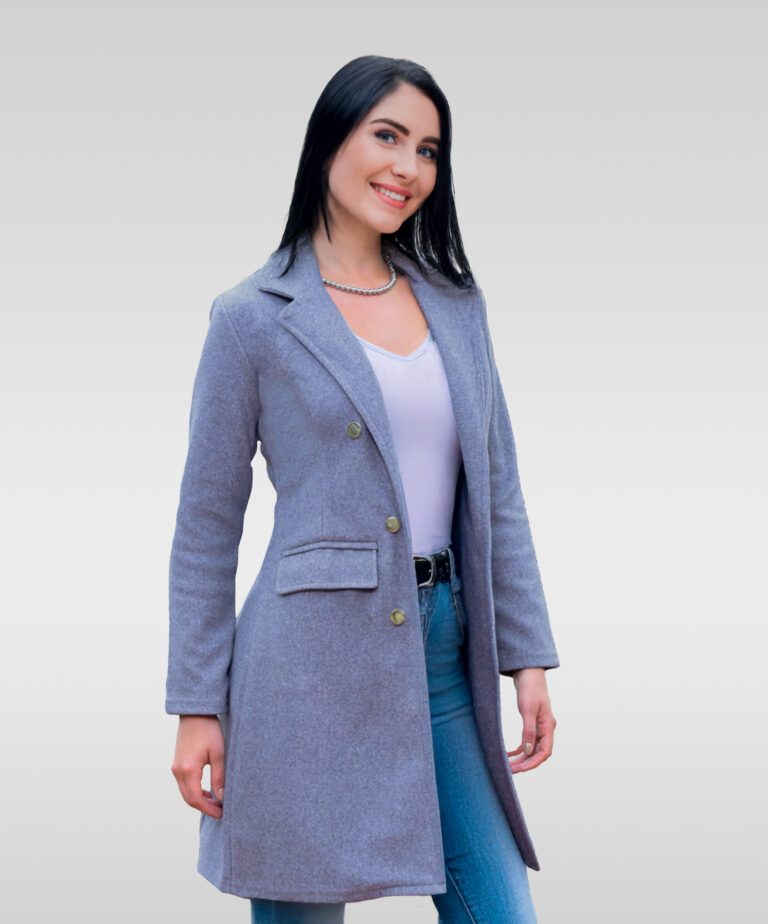 Gaban Abrigo Para Mujer De Paño Moderno Gris