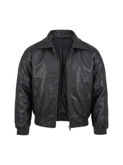 Chaqueta Para Hombre Bomber Cuerotex Oversize Negra