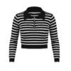 Buzo Saco Cuello Polo Cremallera Manga Larga Raya Para Mujer - Imagen 2