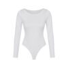 Body Manga Larga Cuello Redondo Blanco - Imagen 2