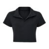 Blusa Basica Corta En Rib Cuello Polo Negro - Imagen 4